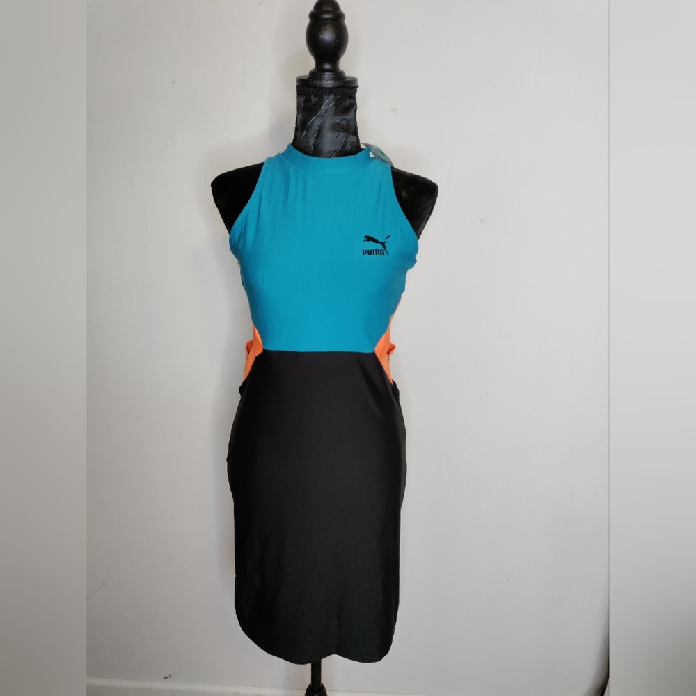 Puma Women's Black and Teal Midi Dress